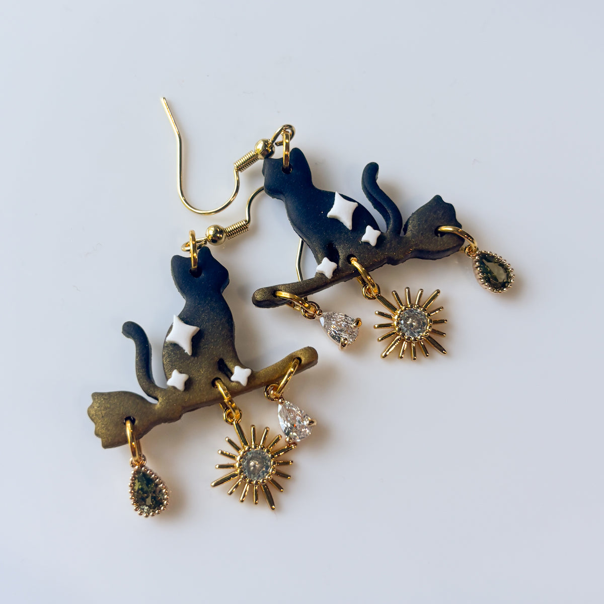 CATS ON BROOMSTICKS EARRINGS