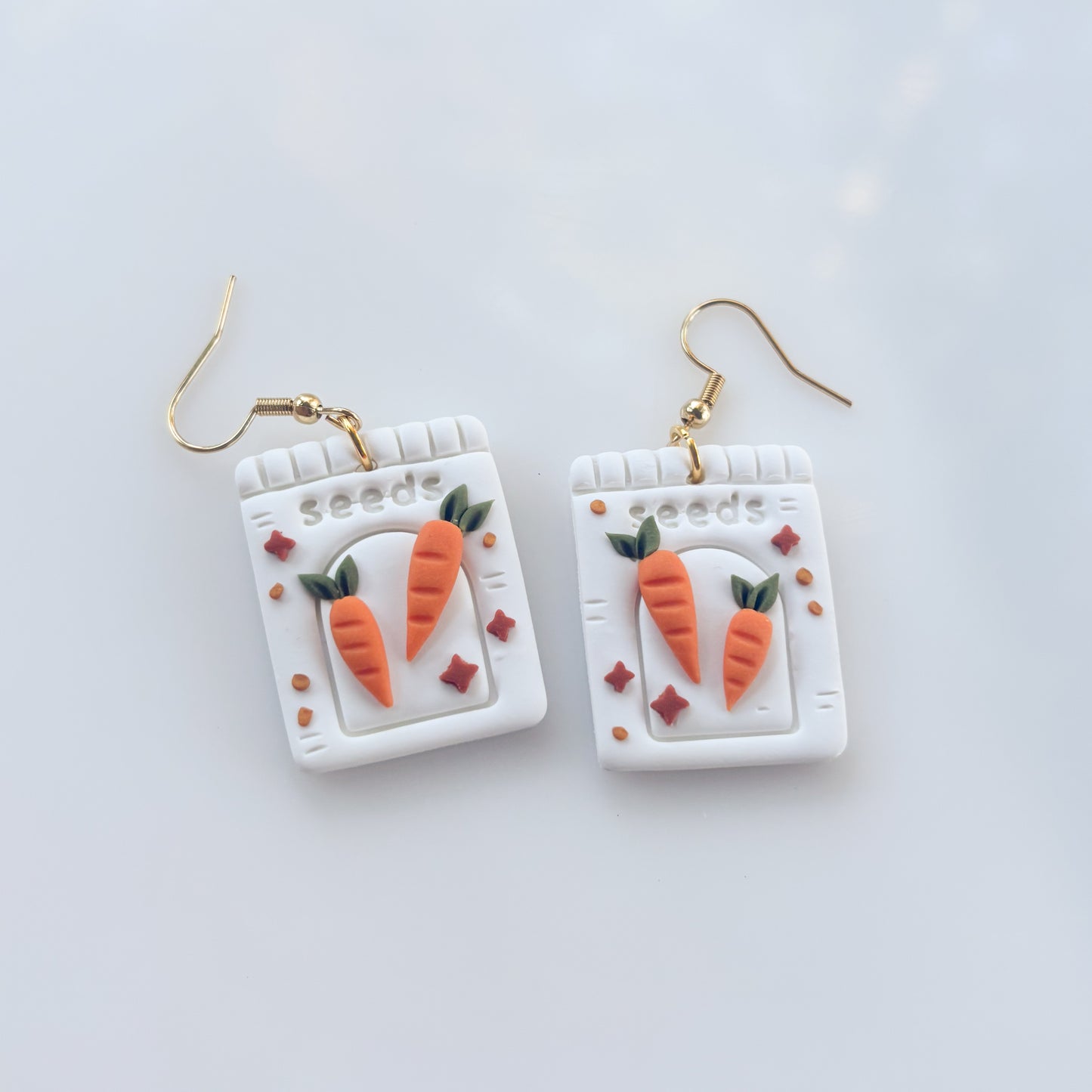 CARROT SEED PACKET EARRINGS