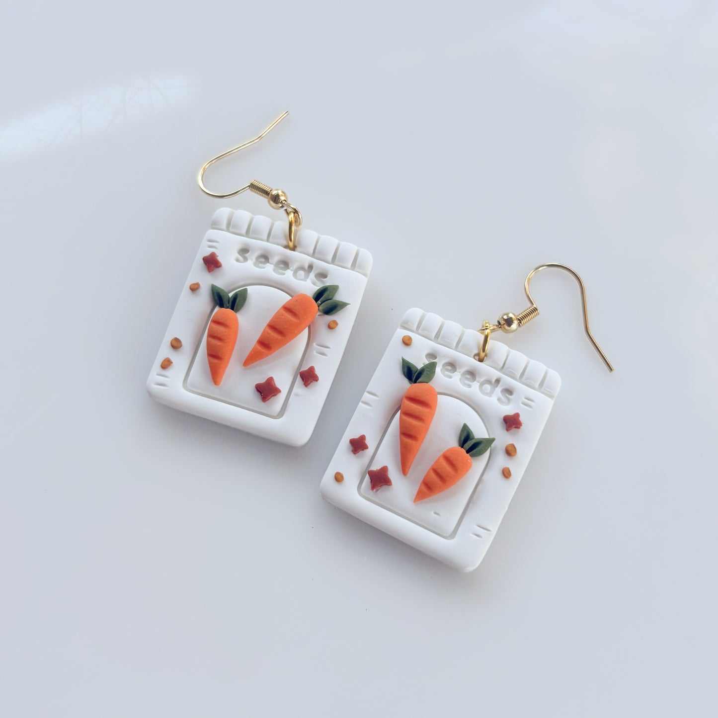 CARROT SEED PACKET EARRINGS