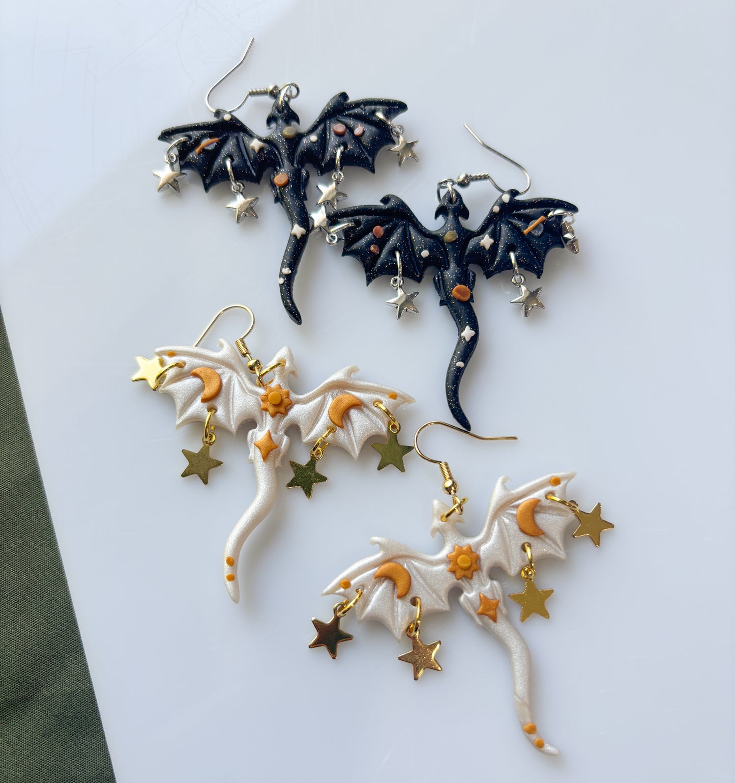 PEARLY SUN DRAGON EARRINGS