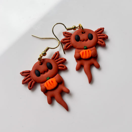 PUMPKIN AXOLOTL EARRINGS
