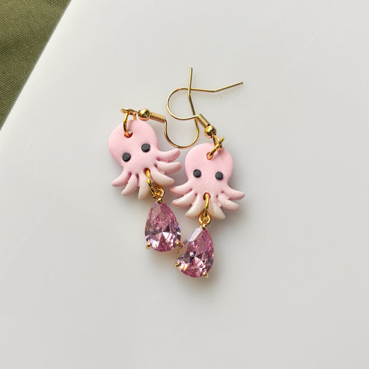 STRAWBERRY VANILLA OCTOPUS EARRINGS