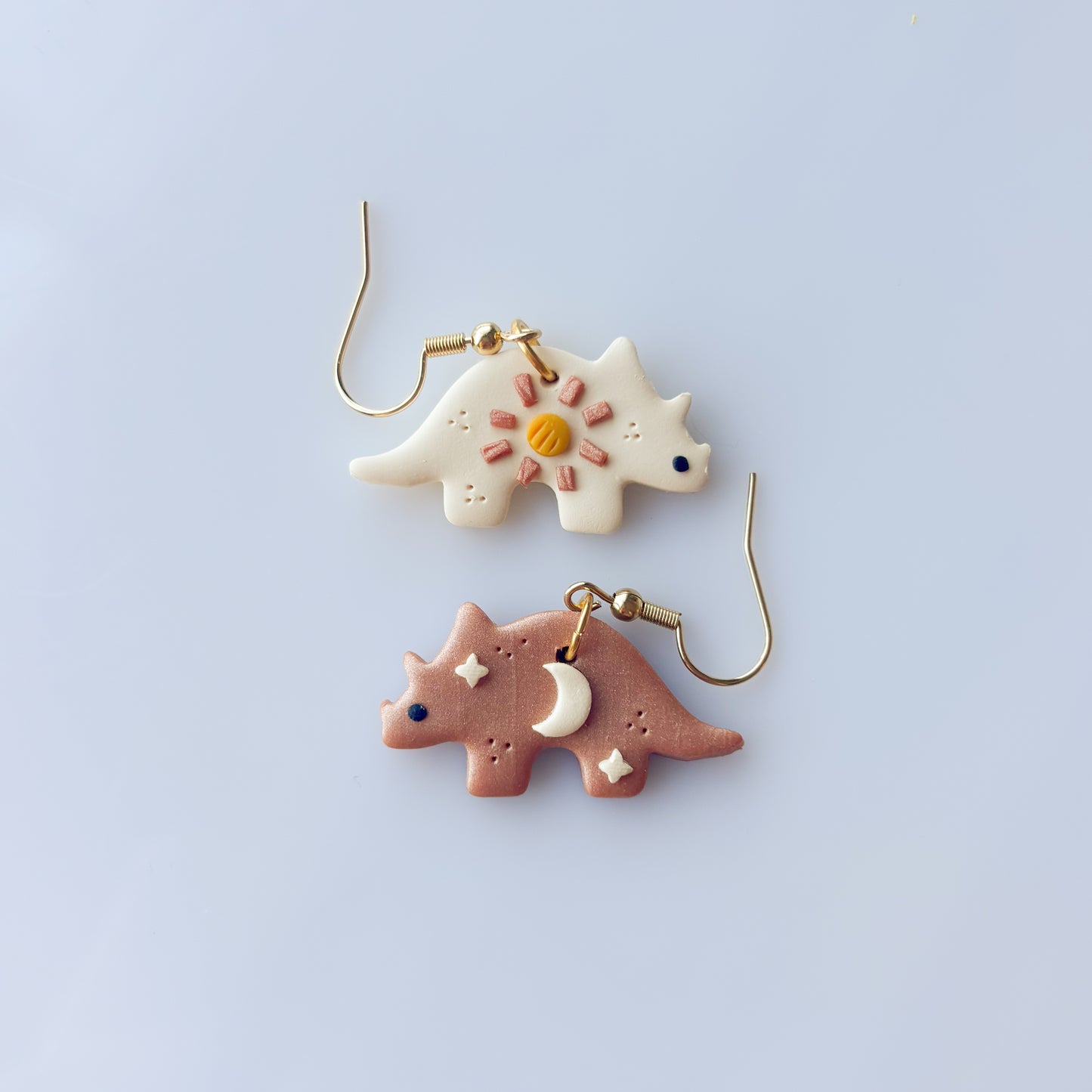 SUN & MOON DINO EARRINGS (TRICERATOPS)