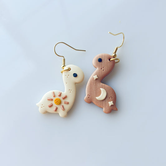 SUN & MOON DINO EARRINGS (BRONTO)