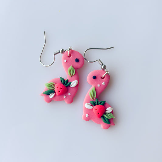 STRAWBERRY DINO EARRINGS (BRONTO)