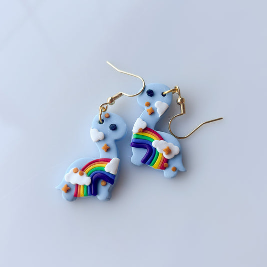 RAINBOW DINO EARRINGS (BRONTO)