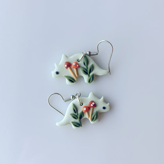 MUSHROOM DINO EARRINGS (TRICERATOPS)