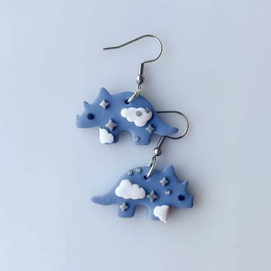 CLOUDY DINO EARRINGS (TRICERATOPS)