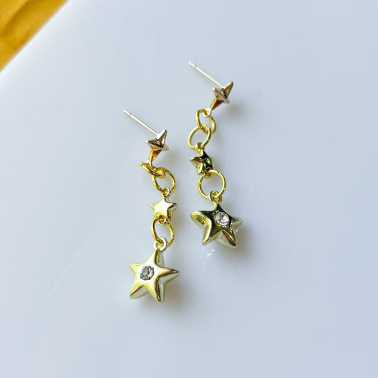 TRIPLE STAR STUD CHARM EARRINGS