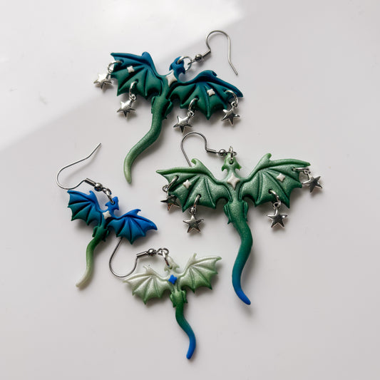 BLUE GREEN SILVER OMBRE DRAGONS