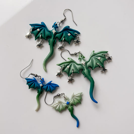 BLUE GREEN SILVER OMBRE DRAGONS