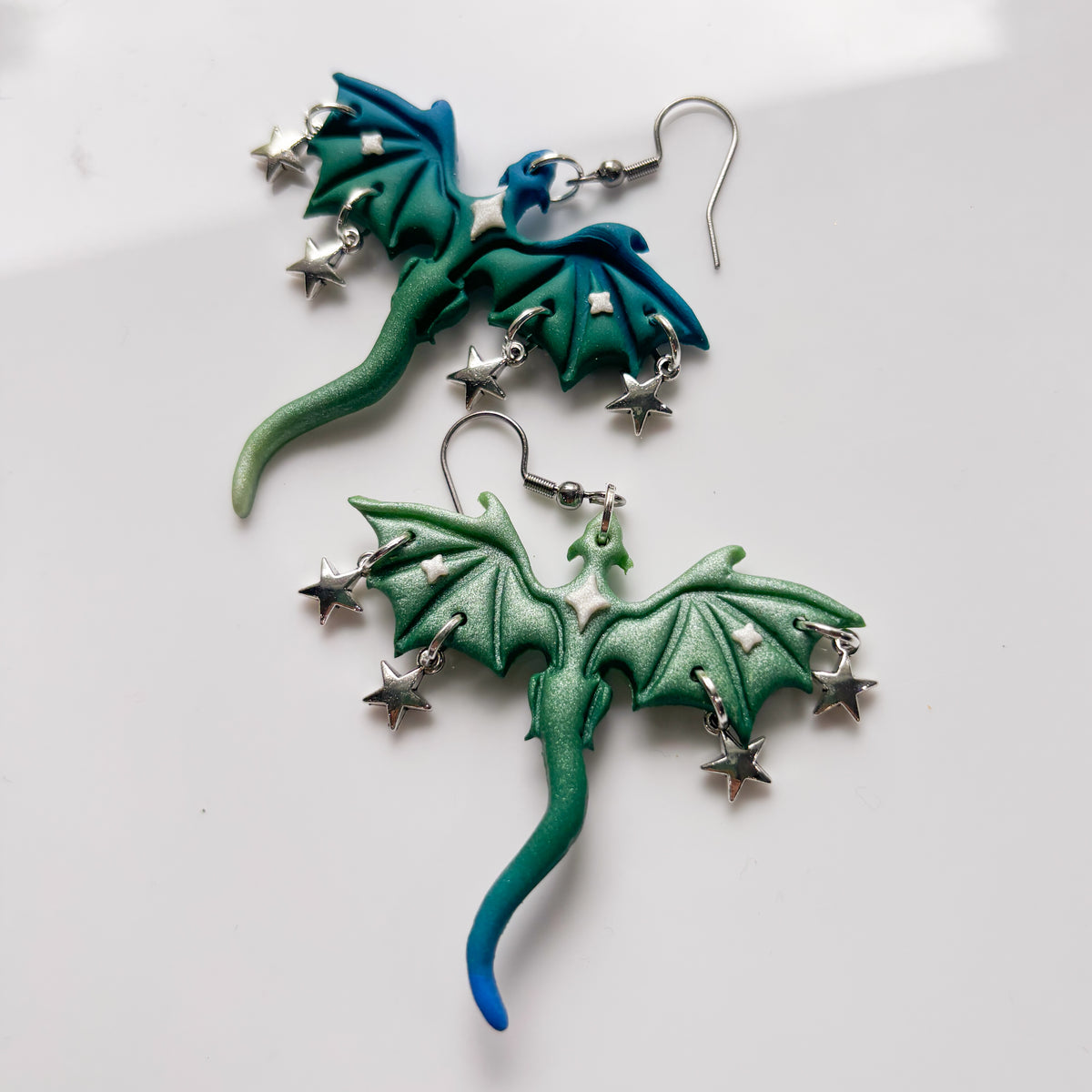 BLUE GREEN SILVER OMBRE DRAGONS