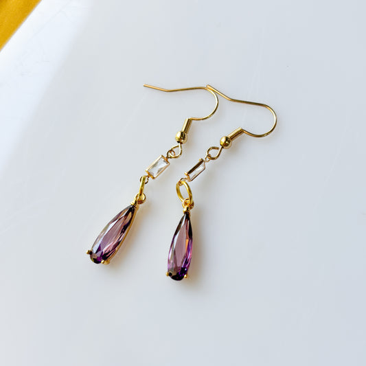PURPLE GEM CHARM EARRINGS