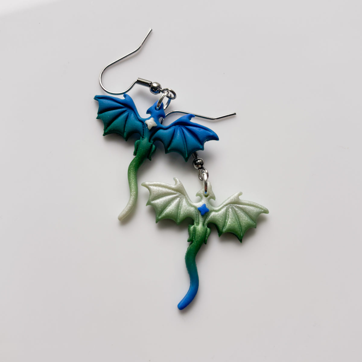 BLUE GREEN SILVER OMBRE DRAGONS