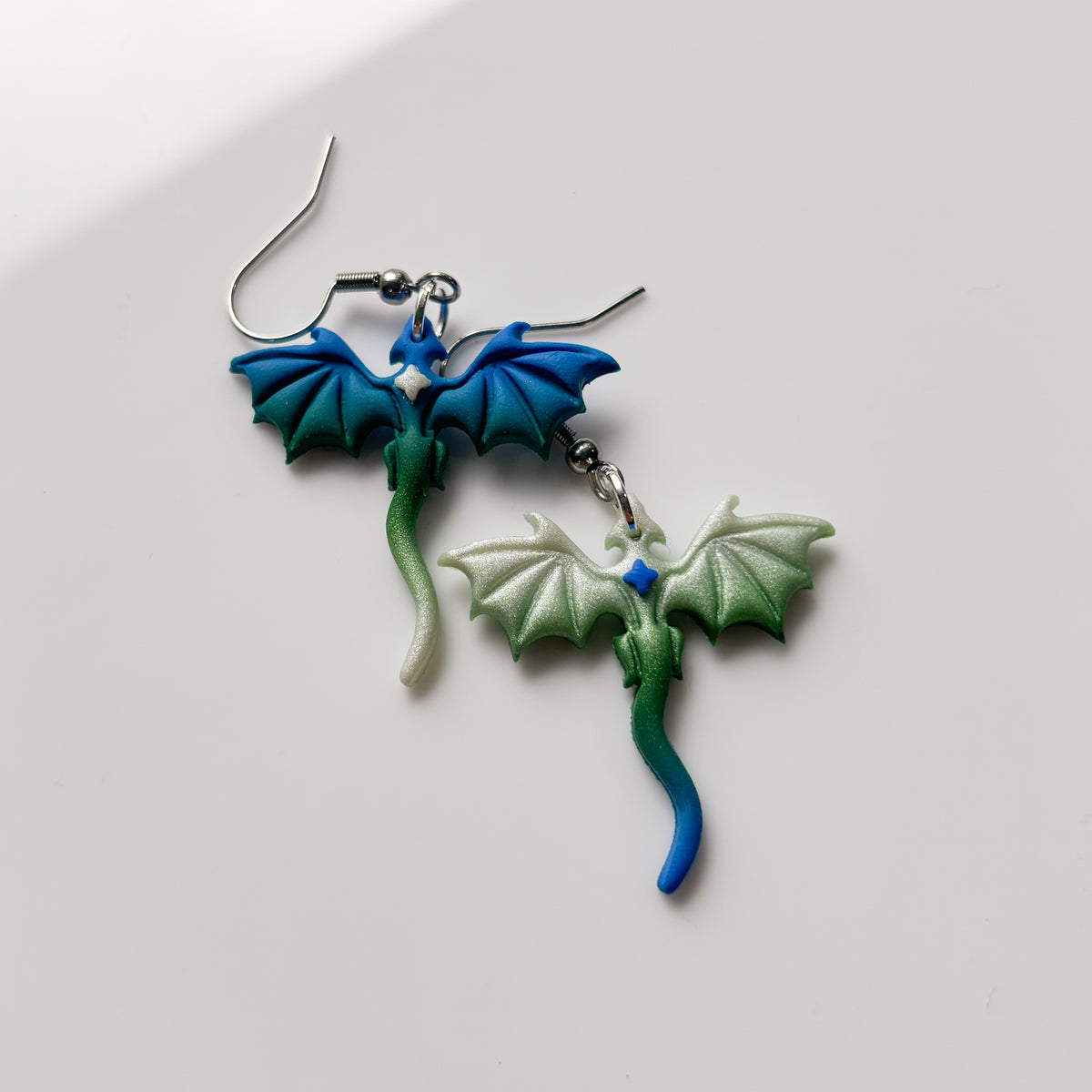 BLUE GREEN SILVER OMBRE DRAGONS