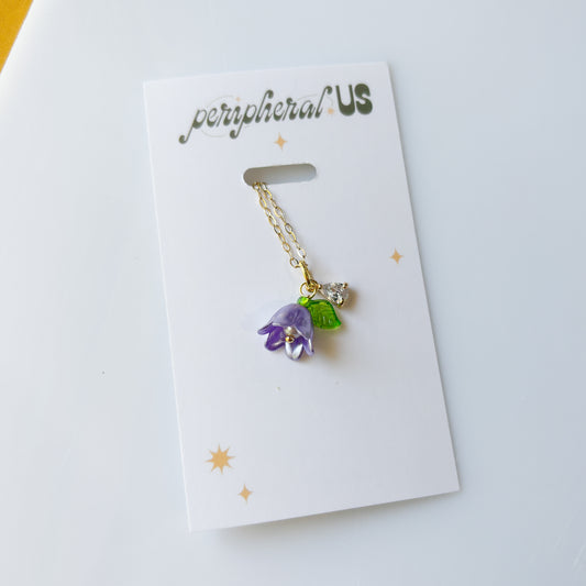 PURPLE FLOWER CHARM NECKLACE
