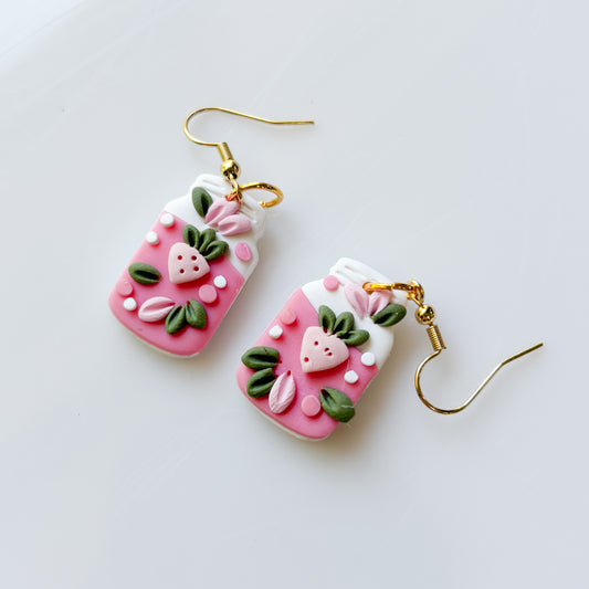 STRAWBERRY LEMONADE JAR EARRINGS