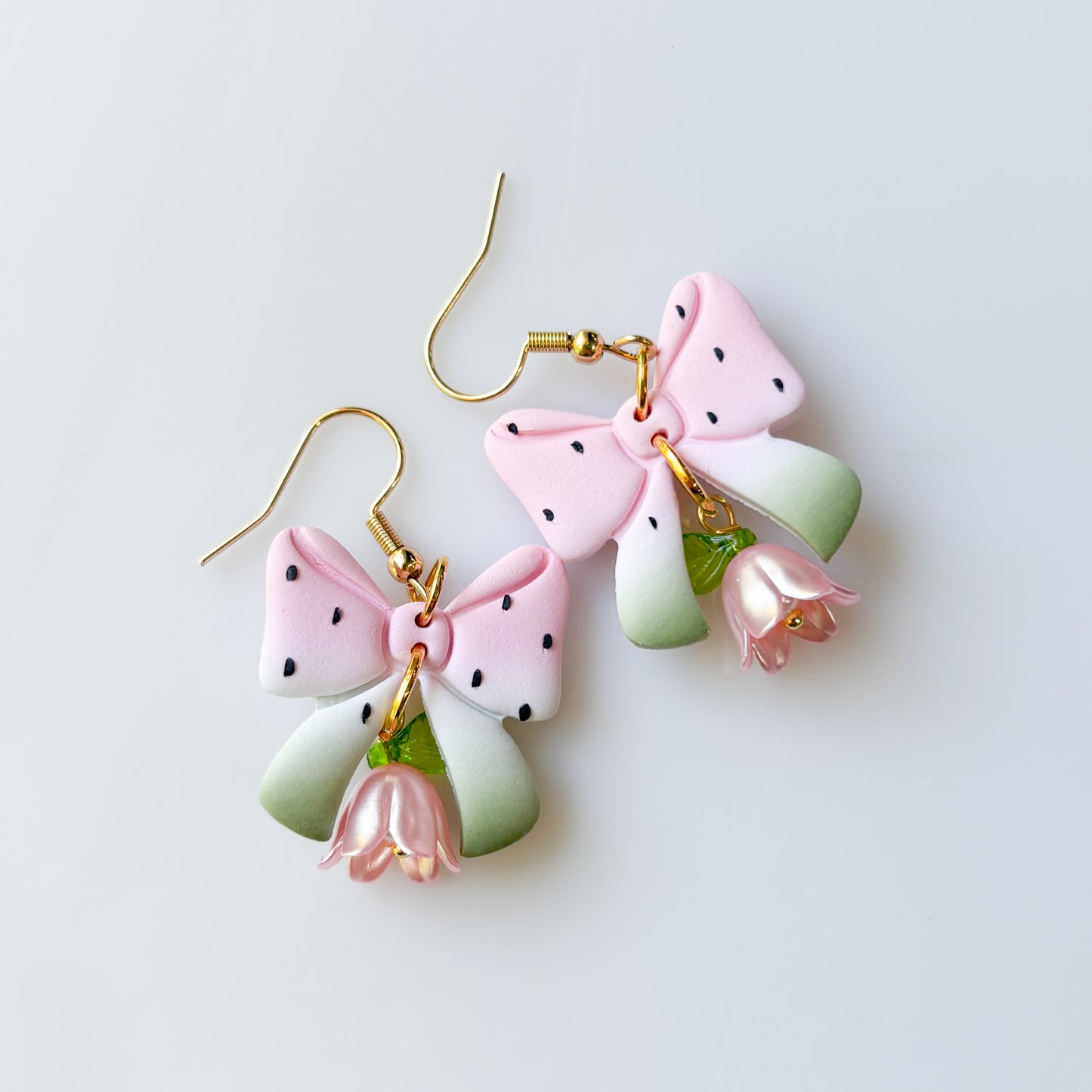 PINK WATERMELON BOW EARRINGS