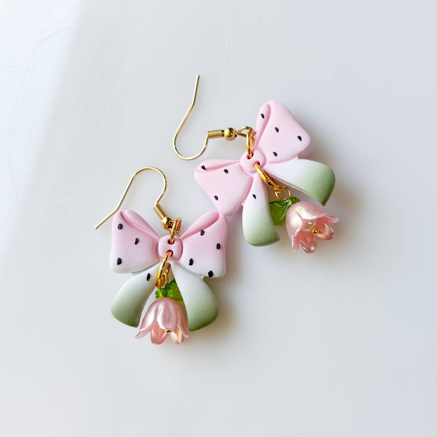 PINK WATERMELON BOW EARRINGS