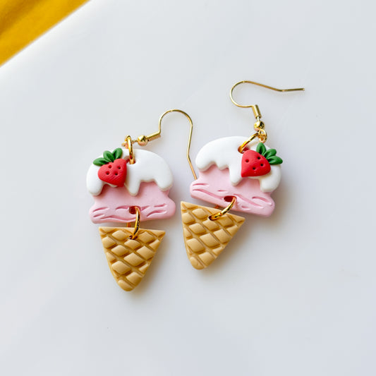 STRAWBERRY ICE CREAM EARRINGS