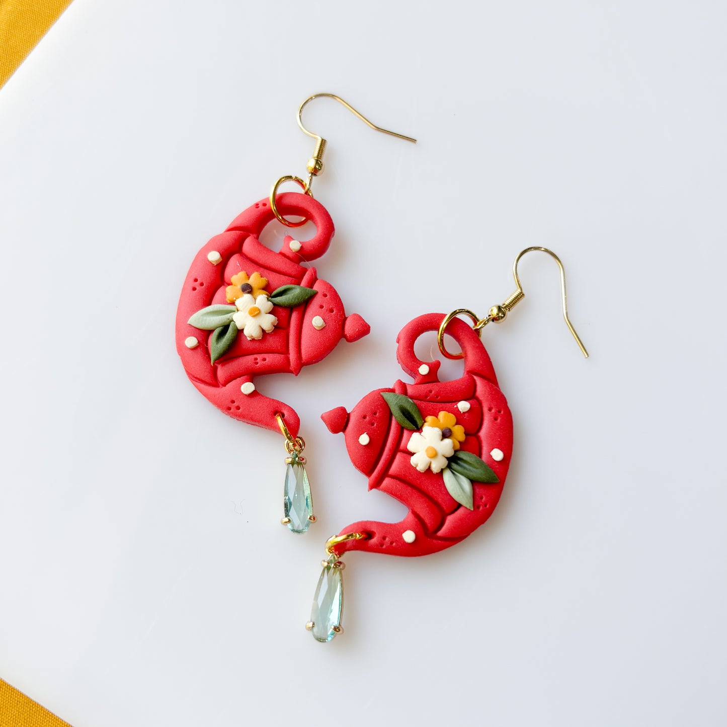 RED WATERING CAN EARRINGS
