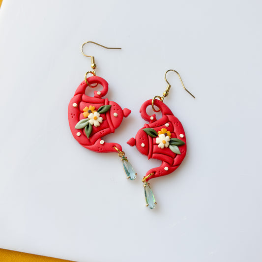 RED WATERING CAN EARRINGS