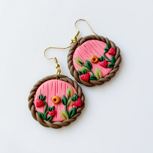 STRAWBERRY VINE HOBBIT DOOR EARRINGS