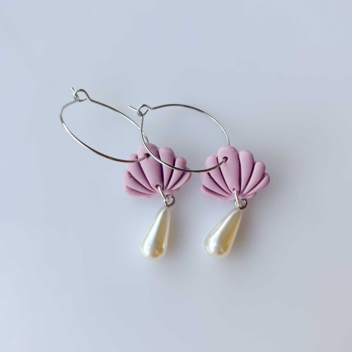 LILAC SEA SHELL HOOP EARRINGS