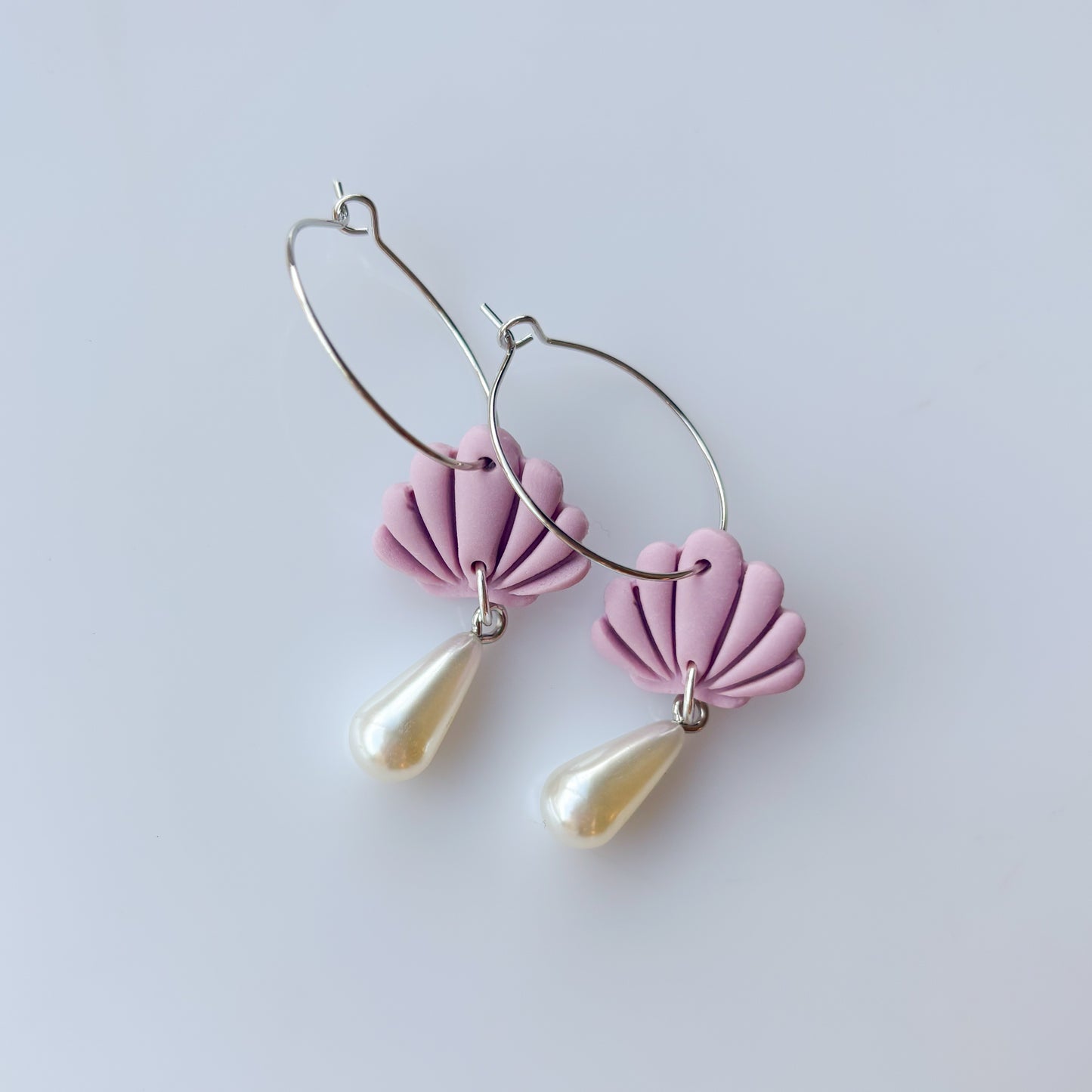 LILAC SEA SHELL HOOP EARRINGS