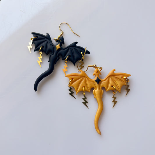 BLACK GOLD MISMATCH DRAGON EARRINGS (LARGE)