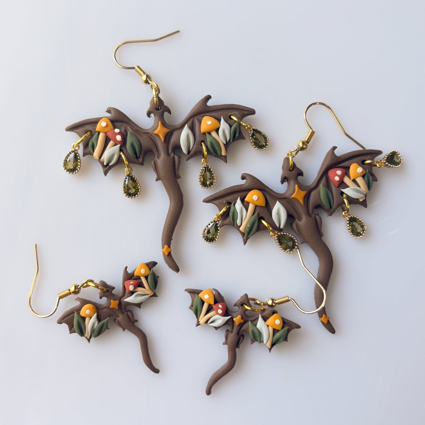 MUSHROOM FOREST DRAGON EARRINGS (MINI)