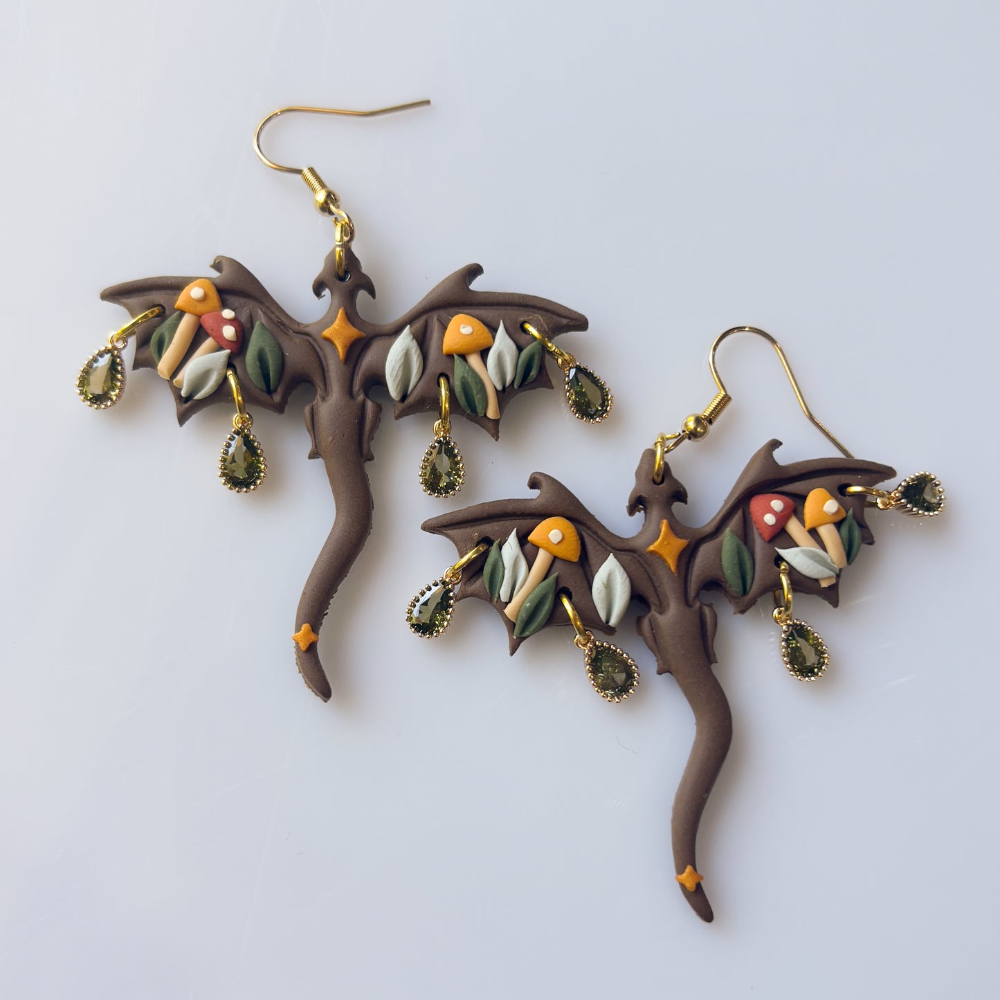 MUSHROOM FOREST DRAGON EARRINGS (LARGE)