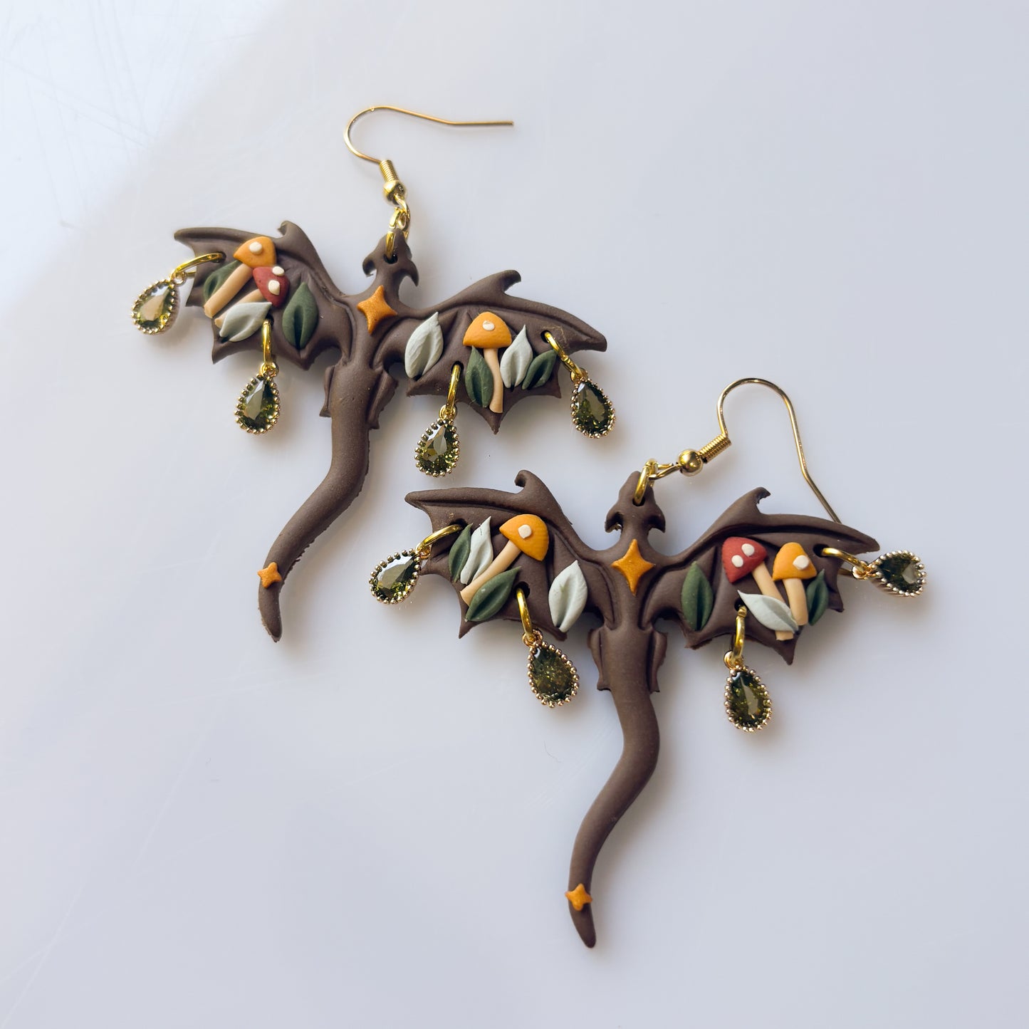 MUSHROOM FOREST DRAGON EARRINGS (LARGE)