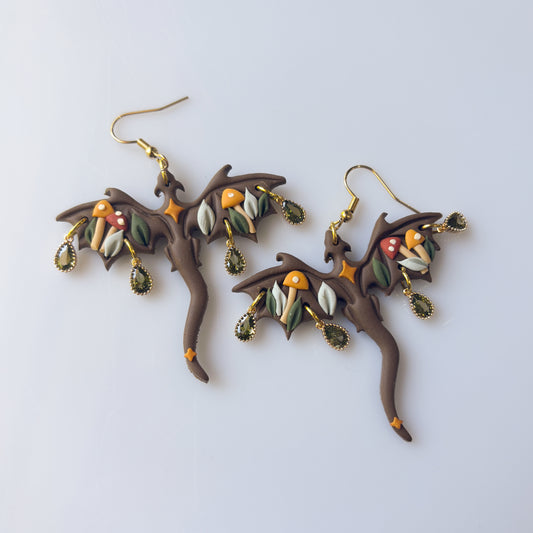 MUSHROOM FOREST DRAGON EARRINGS (LARGE)