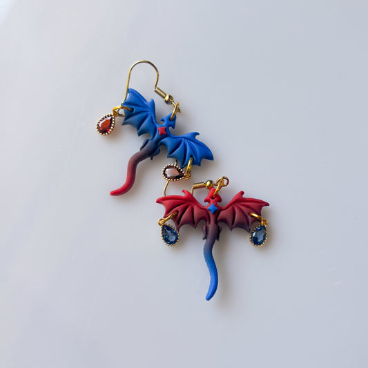 FIRE & WATER DRAGON EARRINGS (MINI)