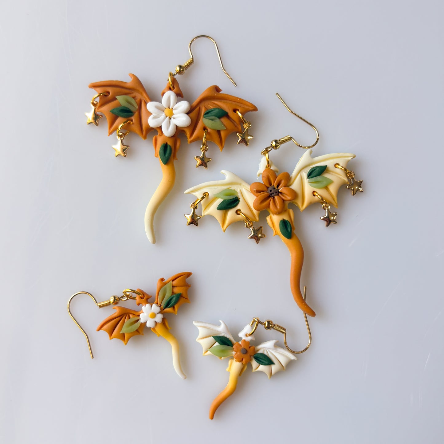 SUNFLOWER DAISY DRAGON EARRINGS (LARGE)