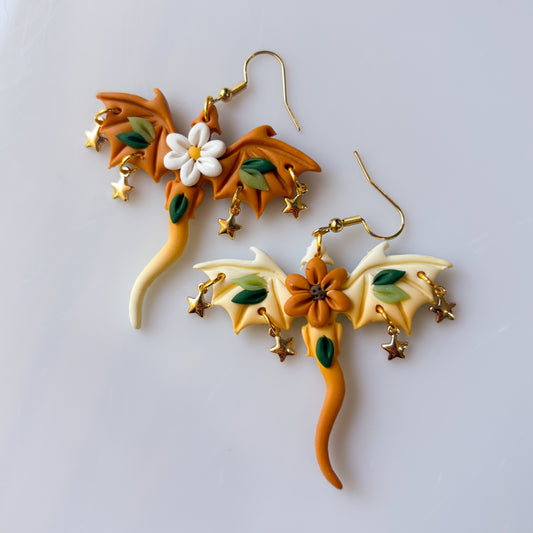 SUNFLOWER DAISY DRAGON EARRINGS (LARGE)