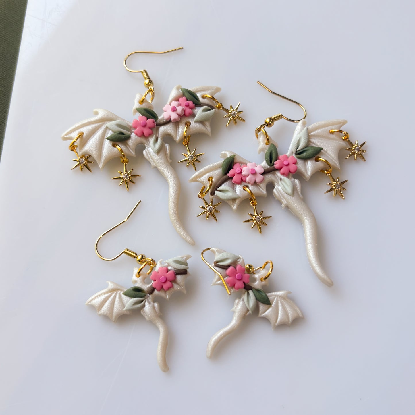 CHERRY BLOSSOM PEARLY DRAGON EARRINGS (MINI)