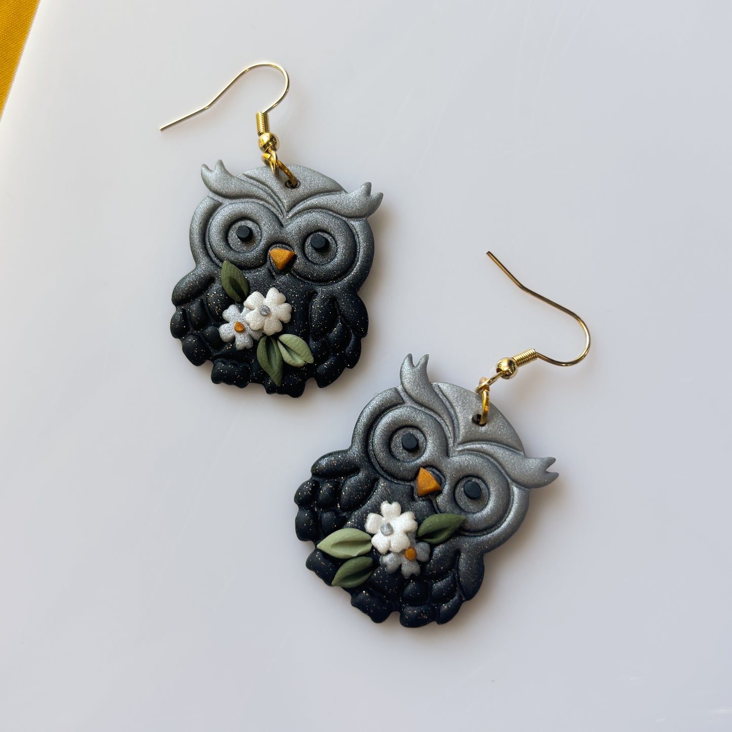 SILVERY OWL EARRINGS