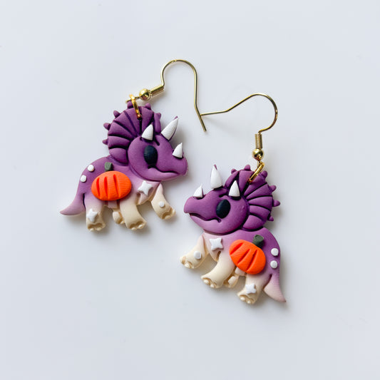 TRICERATOPS PUMPKIN EARRINGS