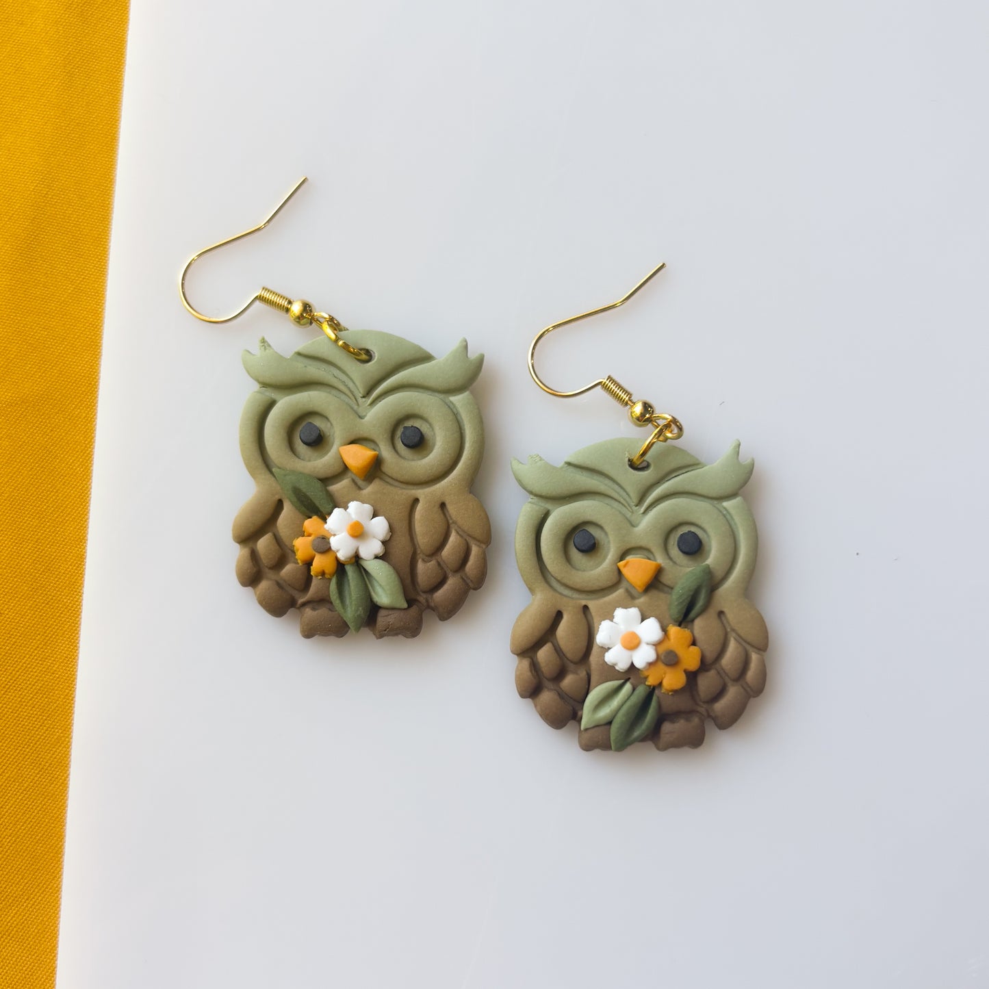 GREEN OWL EARRINGS