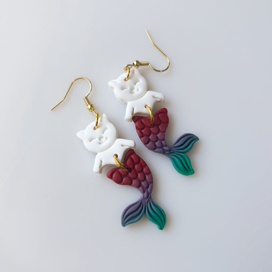 CAT FISH EARRINGS (RED PURPLE GREEN)