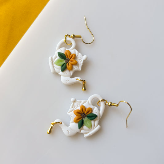 SUNFLOWER TEAPOT EARRINGS