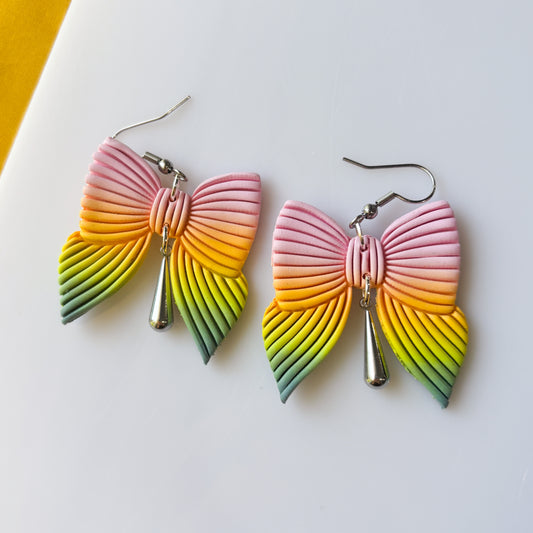 PASTEL RAINBOW BOW EARRINGS