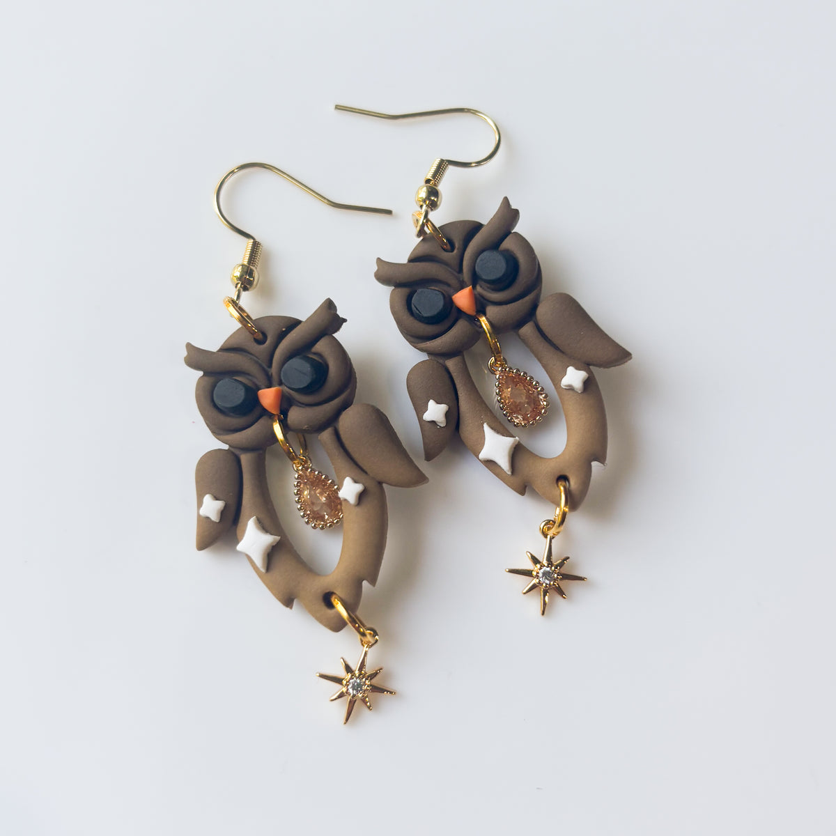 BROWN OWL ANIMAL EARRINGS