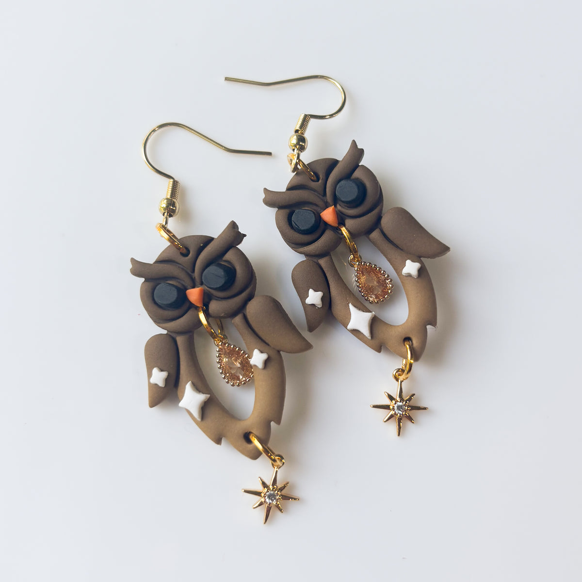 BROWN OWL ANIMAL EARRINGS
