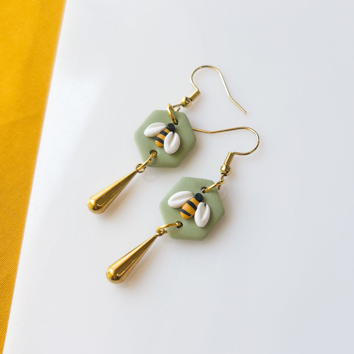 BEE MINI HEXAGON EARRINGS
