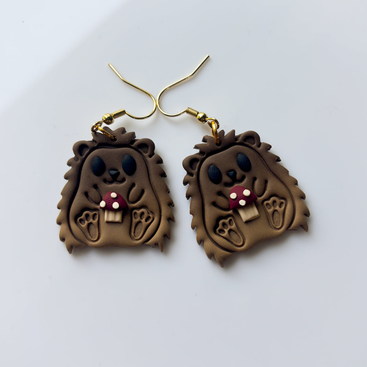 HEDGEHOGS WITH MUSHROOMS EARRINGS