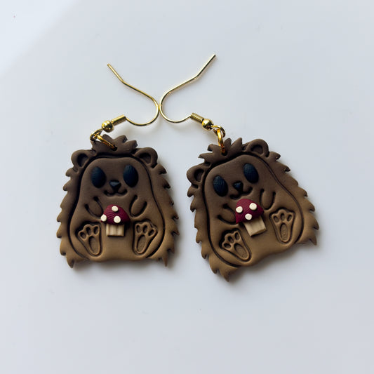HEDGEHOGS WITH MUSHROOMS EARRINGS