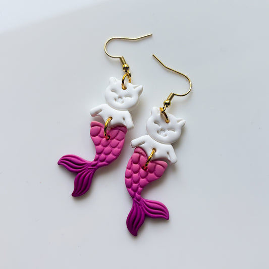CAT FISH PINK PURPLE EARRINGS